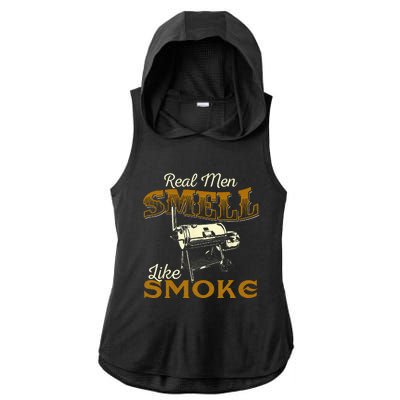 Real Men Smell Like Smoke Pitmaster BBQ Smoker Grilling Ladies PosiCharge Tri-Blend Wicking Draft Hoodie Tank