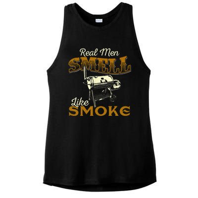 Real Men Smell Like Smoke Pitmaster BBQ Smoker Grilling Ladies PosiCharge Tri-Blend Wicking Tank