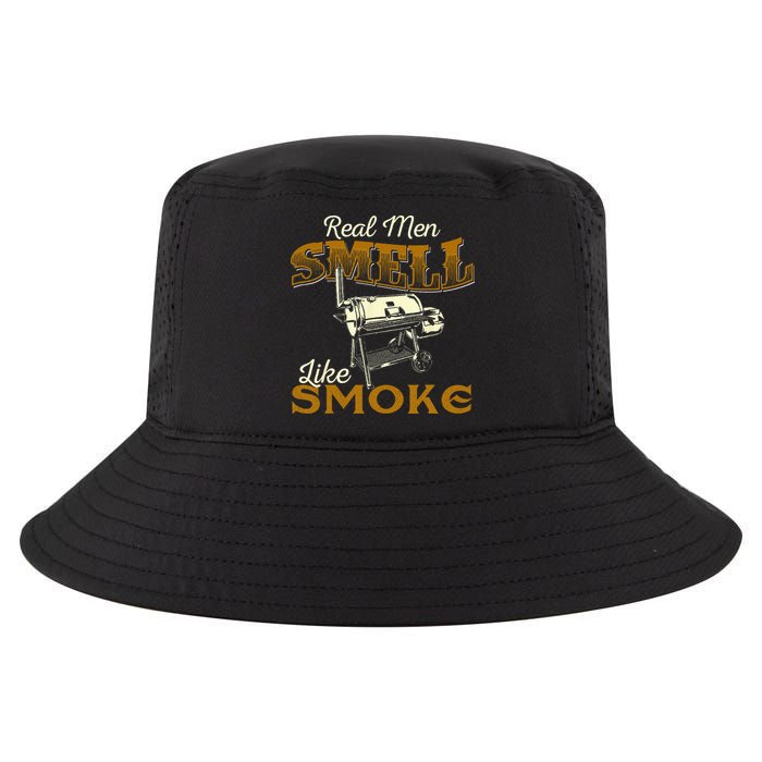 Real Men Smell Like Smoke Pitmaster BBQ Smoker Grilling Cool Comfort Performance Bucket Hat