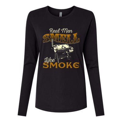 Real Men Smell Like Smoke Pitmaster BBQ Smoker Grilling Womens Cotton Relaxed Long Sleeve T-Shirt