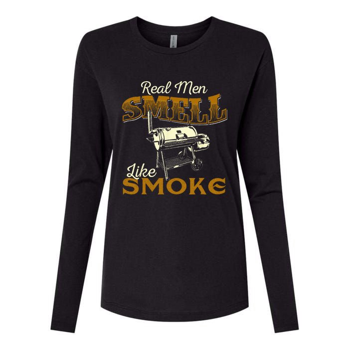 Real Men Smell Like Smoke Pitmaster BBQ Smoker Grilling Womens Cotton Relaxed Long Sleeve T-Shirt