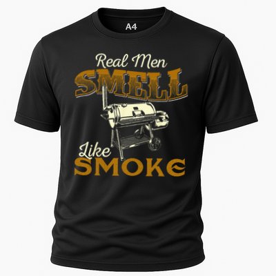 Real Men Smell Like Smoke Pitmaster BBQ Smoker Grilling Performance Shirt
