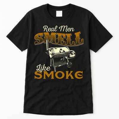 Real Men Smell Like Smoke Pitmaster BBQ Smoker Grilling Tall T-Shirt