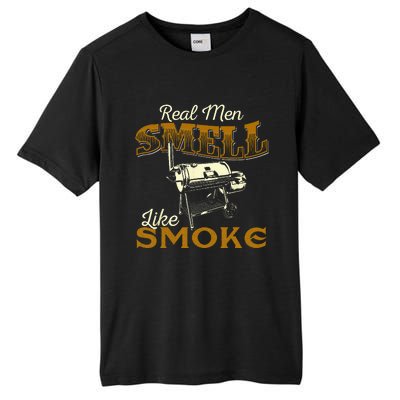 Real Men Smell Like Smoke Pitmaster BBQ Smoker Grilling Tall Fusion ChromaSoft Performance T-Shirt