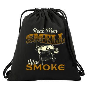 Real Men Smell Like Smoke Pitmaster BBQ Smoker Grilling Drawstring Bag