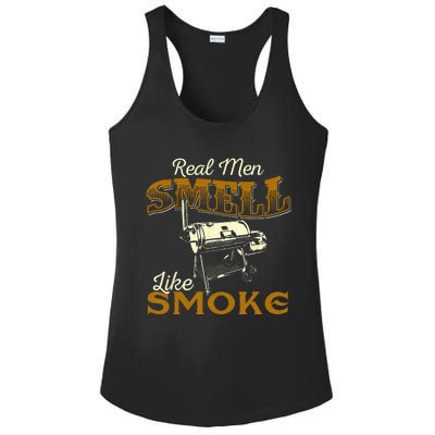 Real Men Smell Like Smoke Pitmaster BBQ Smoker Grilling Ladies PosiCharge Competitor Racerback Tank