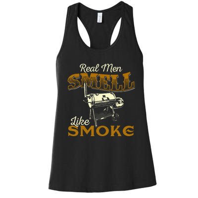 Real Men Smell Like Smoke Pitmaster BBQ Smoker Grilling Women's Racerback Tank