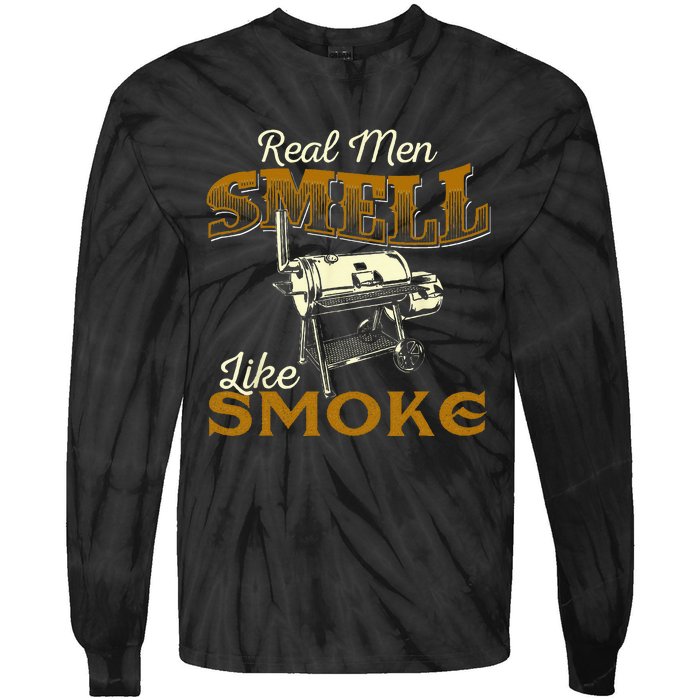 Real Men Smell Like Smoke Pitmaster BBQ Smoker Grilling Tie-Dye Long Sleeve Shirt