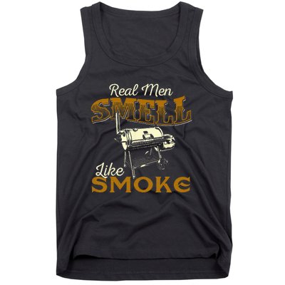 Real Men Smell Like Smoke Pitmaster BBQ Smoker Grilling Tank Top