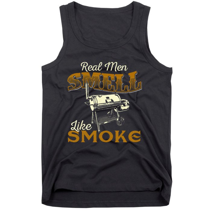 Real Men Smell Like Smoke Pitmaster BBQ Smoker Grilling Tank Top