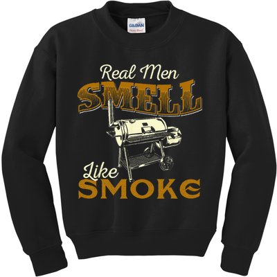 Real Men Smell Like Smoke Pitmaster BBQ Smoker Grilling Kids Sweatshirt