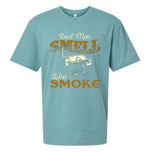 Real Men Smell Like Smoke Pitmaster BBQ Smoker Grilling Sueded Cloud Jersey T-Shirt