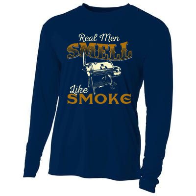 Real Men Smell Like Smoke  Pitmaster BBQ Smoker Grilling Cooling Performance Long Sleeve Crew