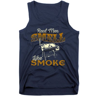 Real Men Smell Like Smoke  Pitmaster BBQ Smoker Grilling Tank Top