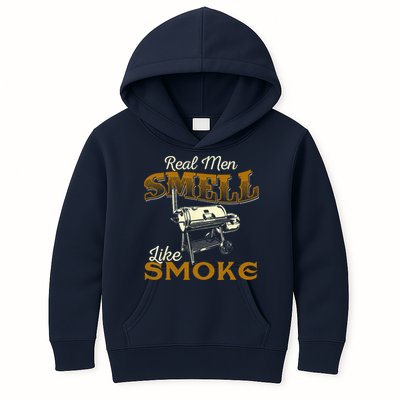 Real Men Smell Like Smoke  Pitmaster BBQ Smoker Grilling Kids Hoodie