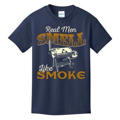 Real Men Smell Like Smoke  Pitmaster BBQ Smoker Grilling Kids T-Shirt