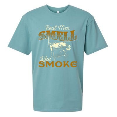 Real Men Smell Like Smoke  Pitmaster BBQ Smoker Grilling Sueded Cloud Jersey T-Shirt