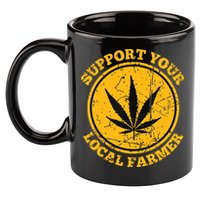 Retro Marijuana Support Your Local Farmer Cannabis Weed 11oz C Handle Ceramic Mug