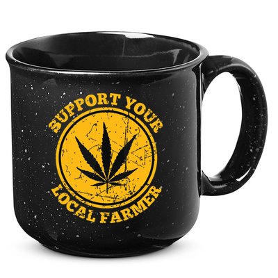 Retro Marijuana Support Your Local Farmer Cannabis Weed 15oz Campfire Ceramic Mug