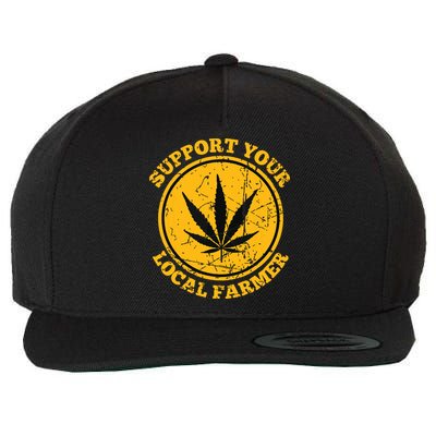 Retro Marijuana Support Your Local Farmer Cannabis Weed Wool Snapback Cap