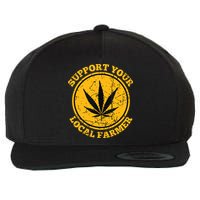 Retro Marijuana Support Your Local Farmer Cannabis Weed Wool Snapback Cap