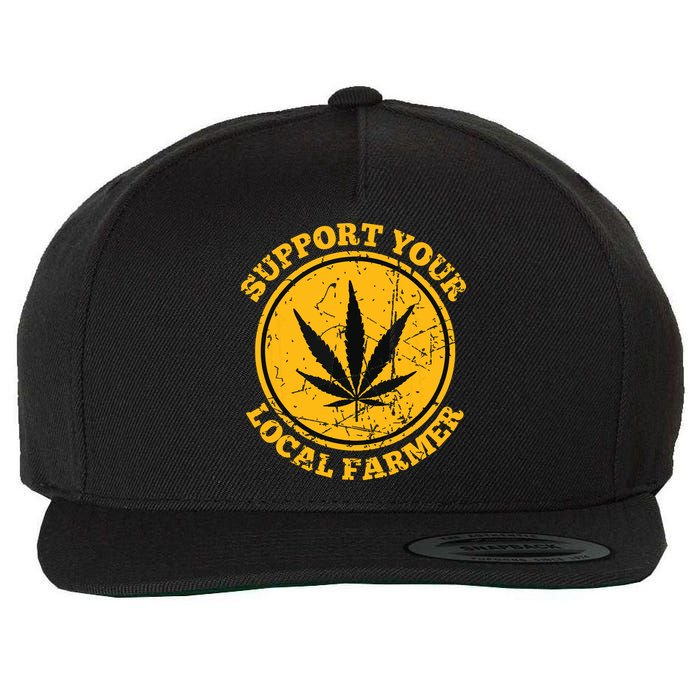 Retro Marijuana Support Your Local Farmer Cannabis Weed Wool Snapback Cap