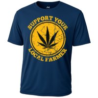 Retro Marijuana Support Your Local Farmer Cannabis Weed Cooling Performance Crew T-Shirt