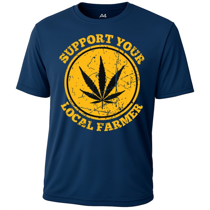 Retro Marijuana Support Your Local Farmer Cannabis Weed Cooling Performance Crew T-Shirt