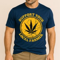 Retro Marijuana Support Your Local Farmer Cannabis Weed Cooling Performance Crew T-Shirt