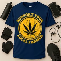 Retro Marijuana Support Your Local Farmer Cannabis Weed Cooling Performance Crew T-Shirt