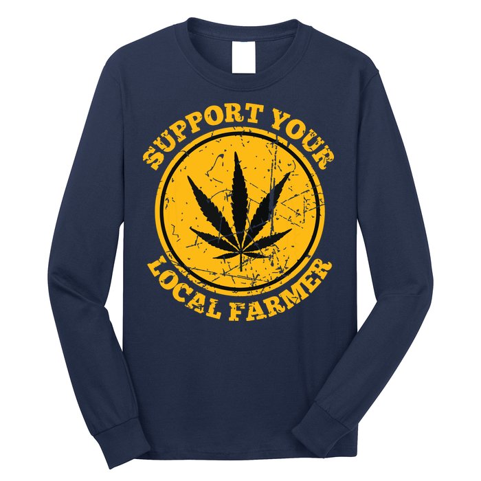 Retro Marijuana Support Your Local Farmer Cannabis Weed Long Sleeve Shirt
