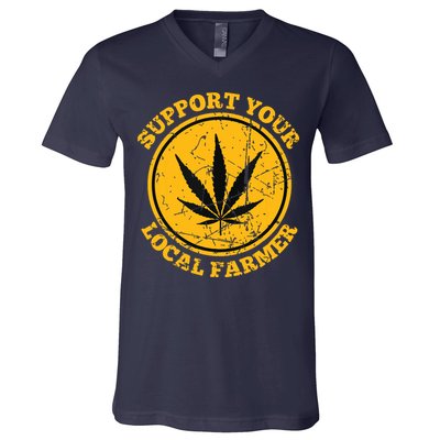 Retro Marijuana Support Your Local Farmer Cannabis Weed V-Neck T-Shirt