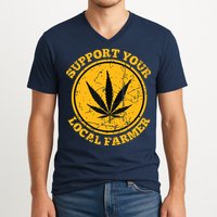 Retro Marijuana Support Your Local Farmer Cannabis Weed V-Neck T-Shirt