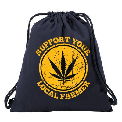 Retro Marijuana Support Your Local Farmer Cannabis Weed Drawstring Bag
