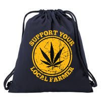 Retro Marijuana Support Your Local Farmer Cannabis Weed Drawstring Bag