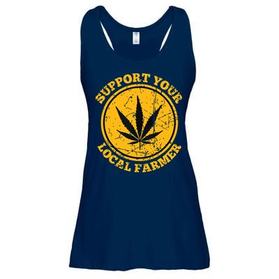 Retro Marijuana Support Your Local Farmer Cannabis Weed Ladies Essential Flowy Tank