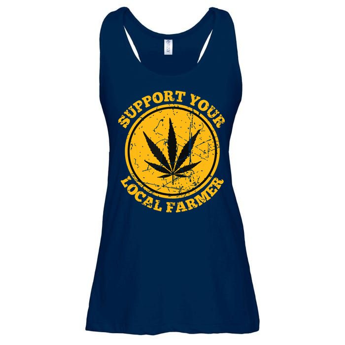 Retro Marijuana Support Your Local Farmer Cannabis Weed Ladies Essential Flowy Tank