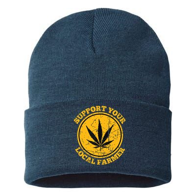 Retro Marijuana Support Your Local Farmer Cannabis Weed Sustainable Knit Beanie