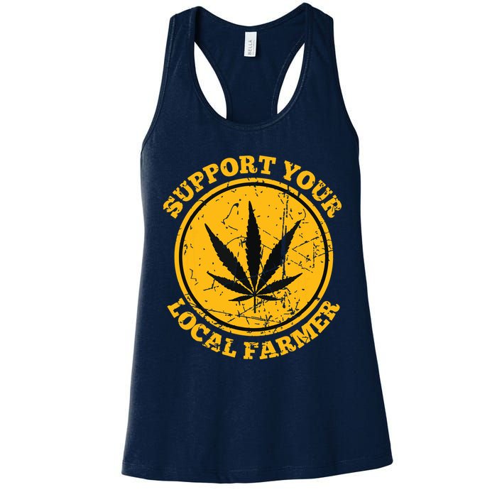 Retro Marijuana Support Your Local Farmer Cannabis Weed Womens Tank Top