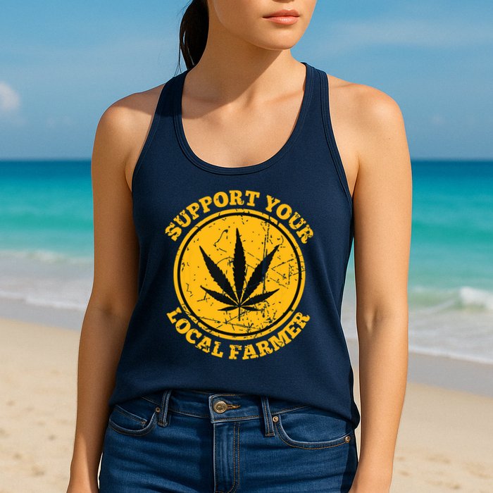 Retro Marijuana Support Your Local Farmer Cannabis Weed Womens Tank Top