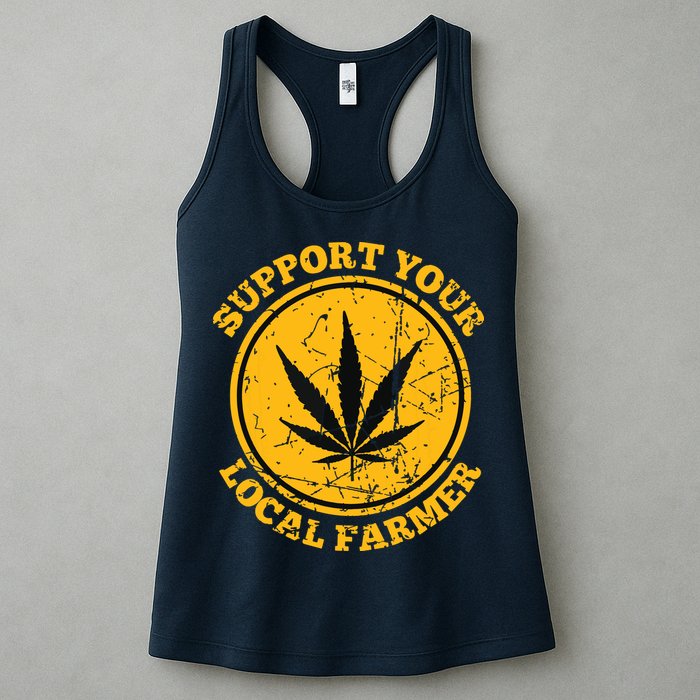 Retro Marijuana Support Your Local Farmer Cannabis Weed Womens Tank Top