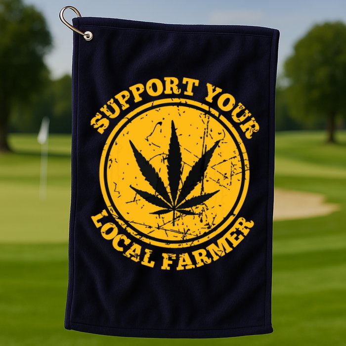 Retro Marijuana Support Your Local Farmer Cannabis Weed Golf Towel