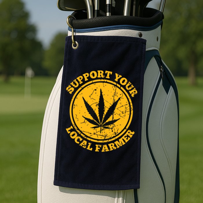 Retro Marijuana Support Your Local Farmer Cannabis Weed Golf Towel