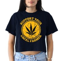 Retro Marijuana Support Your Local Farmer Cannabis Weed Crop Top