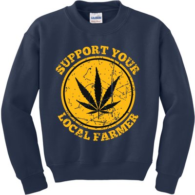 Retro Marijuana Support Your Local Farmer Cannabis Weed Kids Sweatshirt