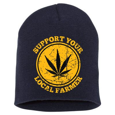 Retro Marijuana Support Your Local Farmer Cannabis Weed Short Acrylic Beanie