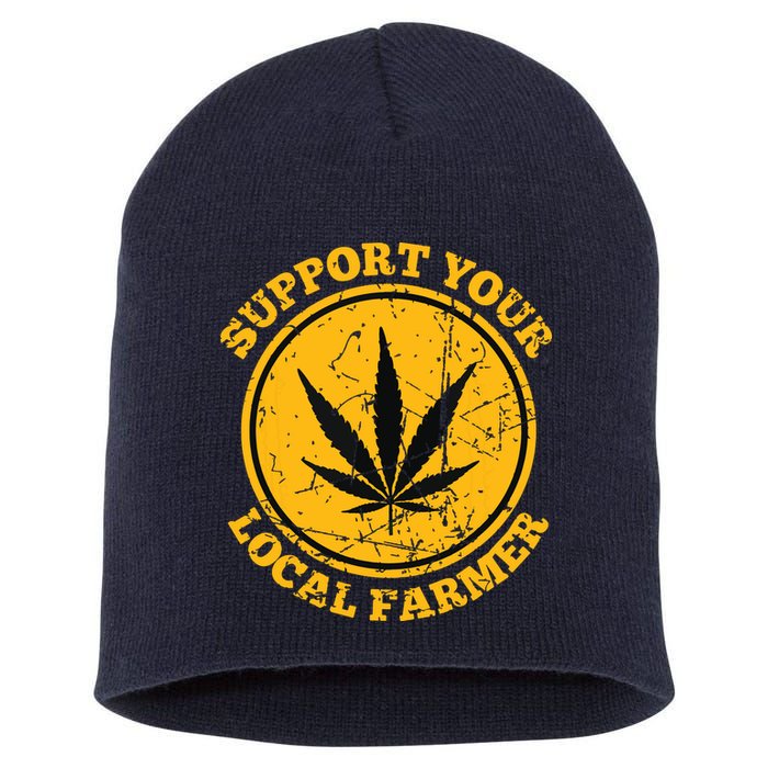 Retro Marijuana Support Your Local Farmer Cannabis Weed Short Acrylic Beanie