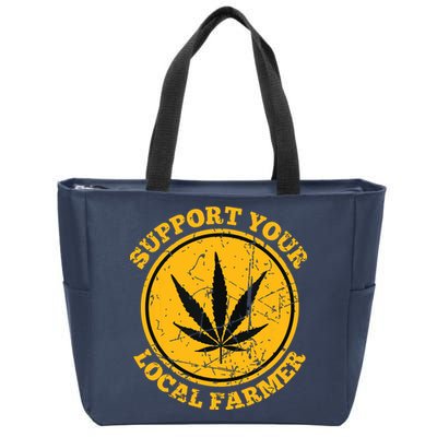 Retro Marijuana Support Your Local Farmer Cannabis Weed Zip Tote Bag