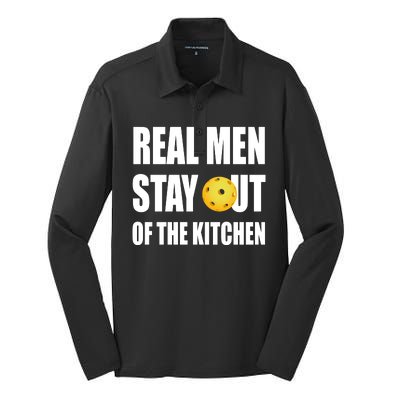 Real Men Say Out Of The Kitchen Pickleball Funny Silk Touch Performance Long Sleeve Polo