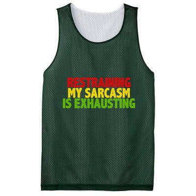 Restraining My Sarcasm Is Exhausting Mesh Reversible Basketball Jersey Tank